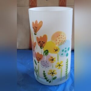 Floral Wide Mouth Tubular Glass Vase